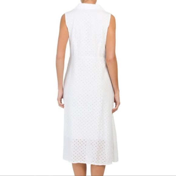 Valentina Naldi | Sleeveless Eyelet Button-Front Cotton Cocktail Shirtdress | M - Picture 2 of 14